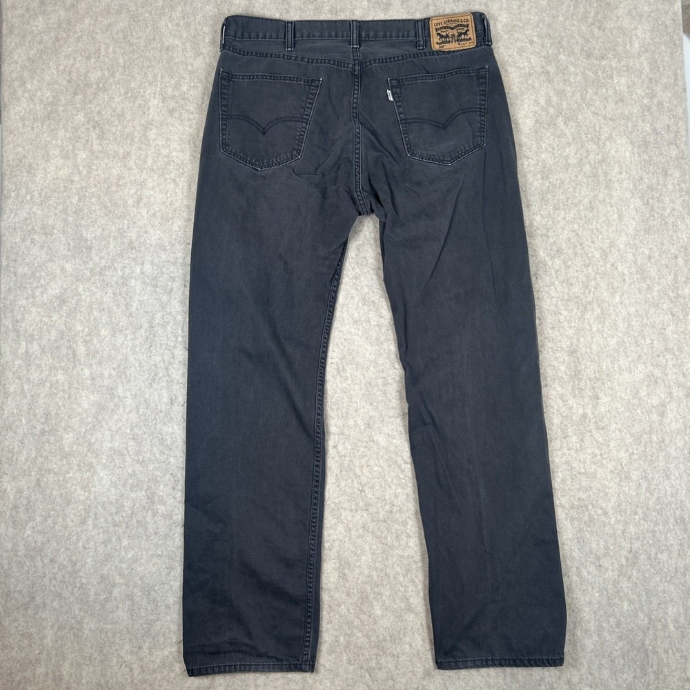Levi 505 Mens Jeans W38 L34 Dark Gray White Tab‎ Straight Fit Casual Pants